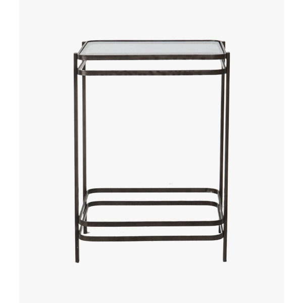 Roy Brushed Metal and Glass Side Table