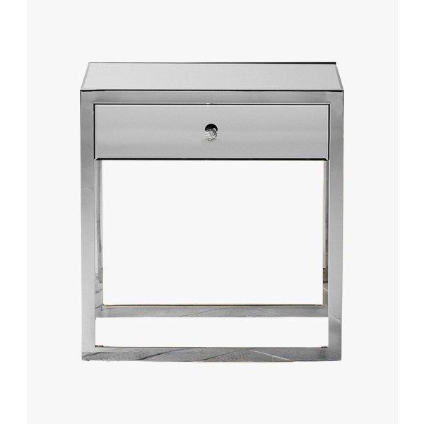 Inna Mirrored One Drawer Side Table