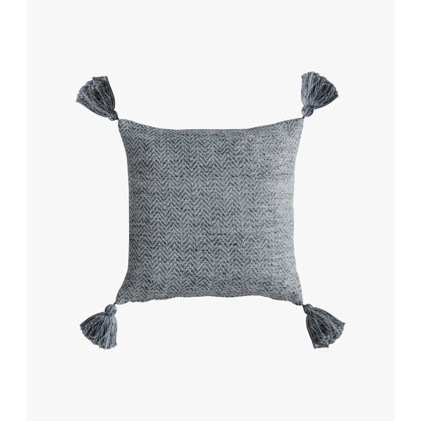 Dario Tasselled Cushion in Charcoal Grey