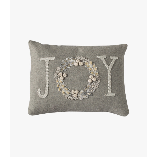 Embroidered Joy Natural Cushion