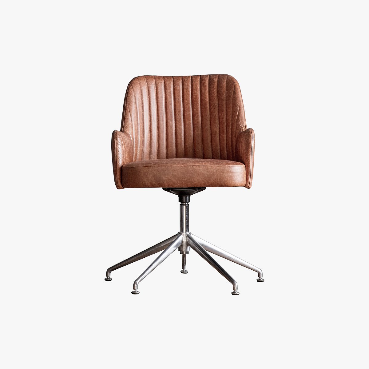 Ohara Brown Leather Swivel Chair