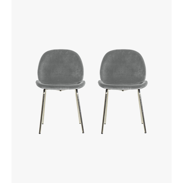 Ella Velvet Dining Chair in Iron Grey, Set of Two