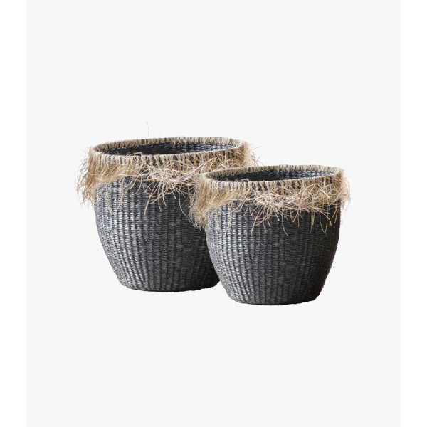 Kamari Black Woven Baskets, Set of Two
