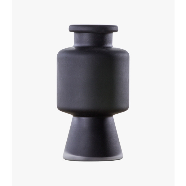 Kaison Black Sculptural Glass Vase, Small