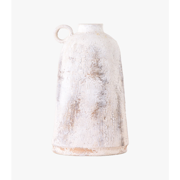 Bartal White Glazed Bottle Vase, Large