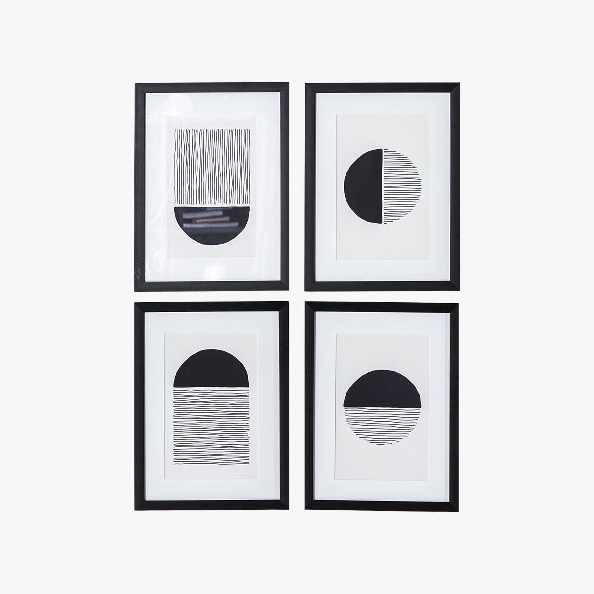 Set of Four Monochrome Framed Wall Art
