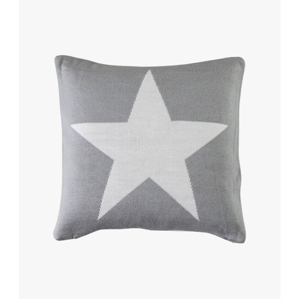 Baxter Knitted Star Cushion in Grey