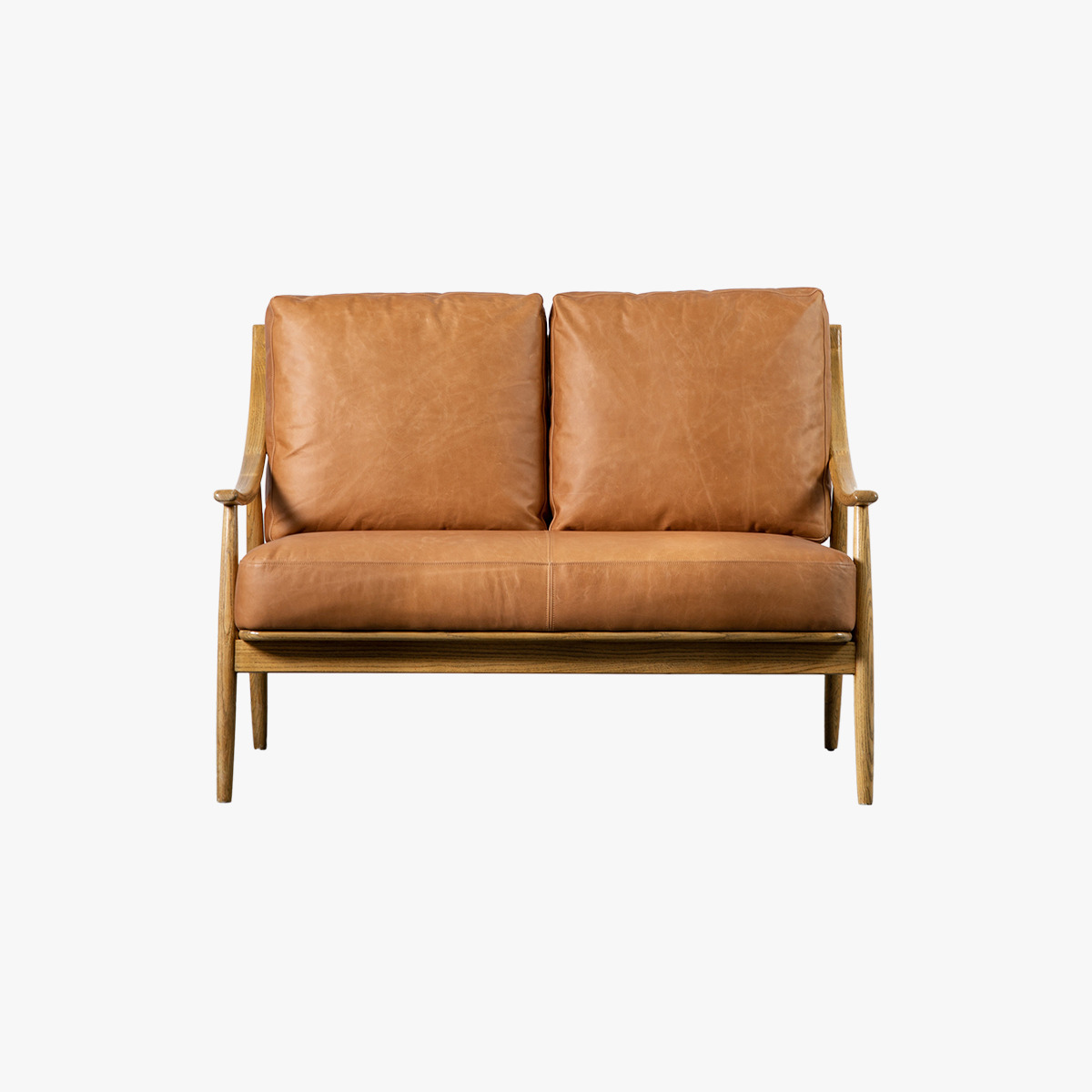 Aldona Two Seater Sofa in Caramel Leather