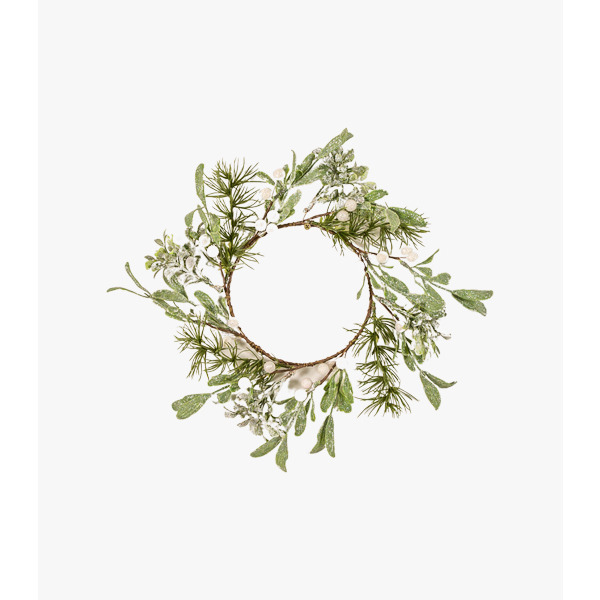 Forest White Berry Olive Leaves Candle Ring Large