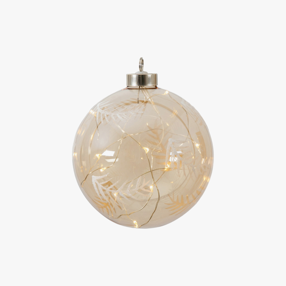 Plume Etched Bauble with LED in Amber