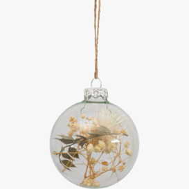 Posy Dry Flowers Bauble in Cream and Green - Pack of 3