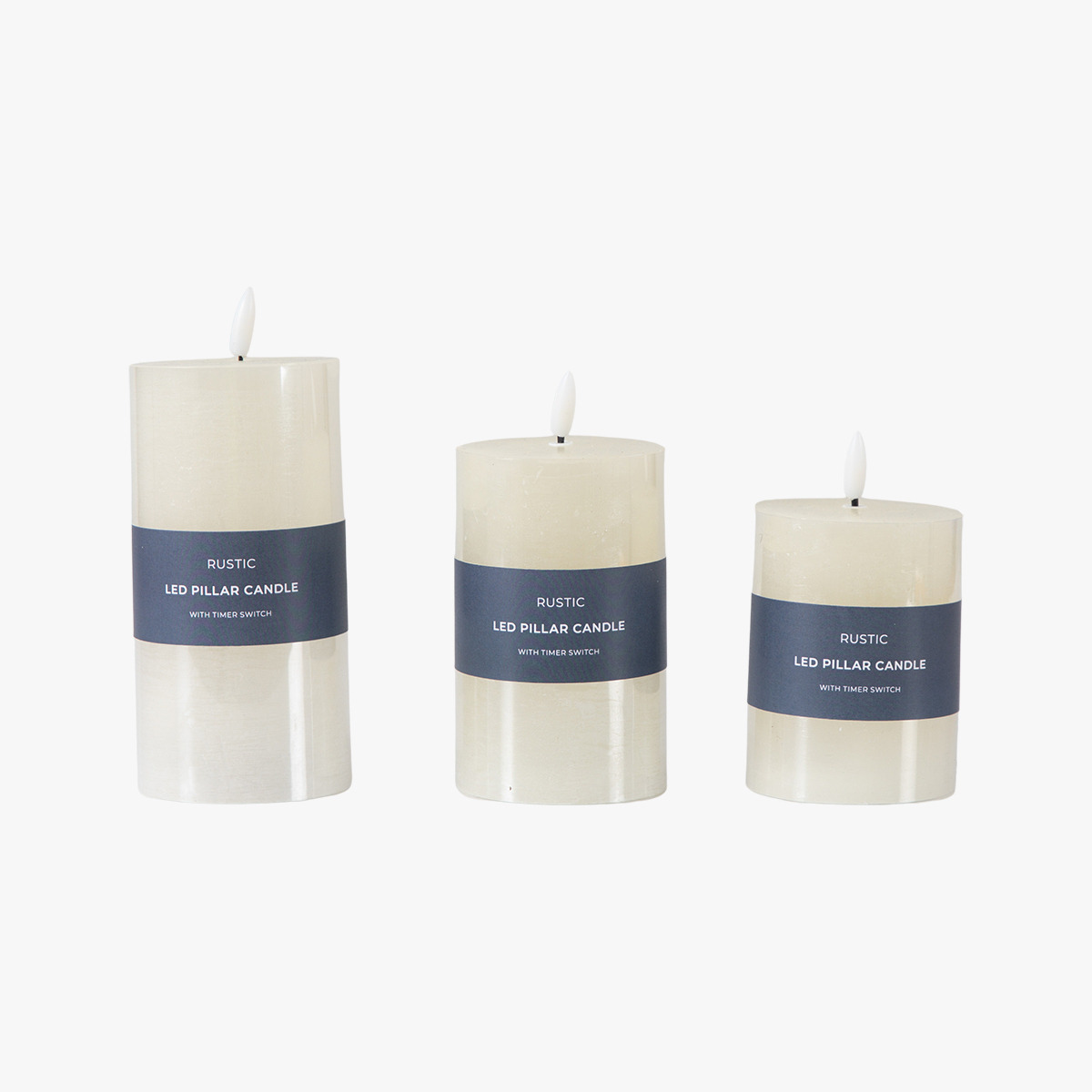 Homespun LED Candle in Ivory - Set of 3