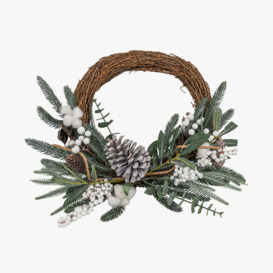 Evergreen Pine and Cotton Wreath