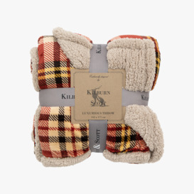 Plaid Sherpa Throw in Red