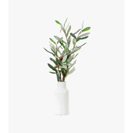 Faux Olive Branches & White Vase