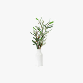 Faux Olive Branches & White Vase