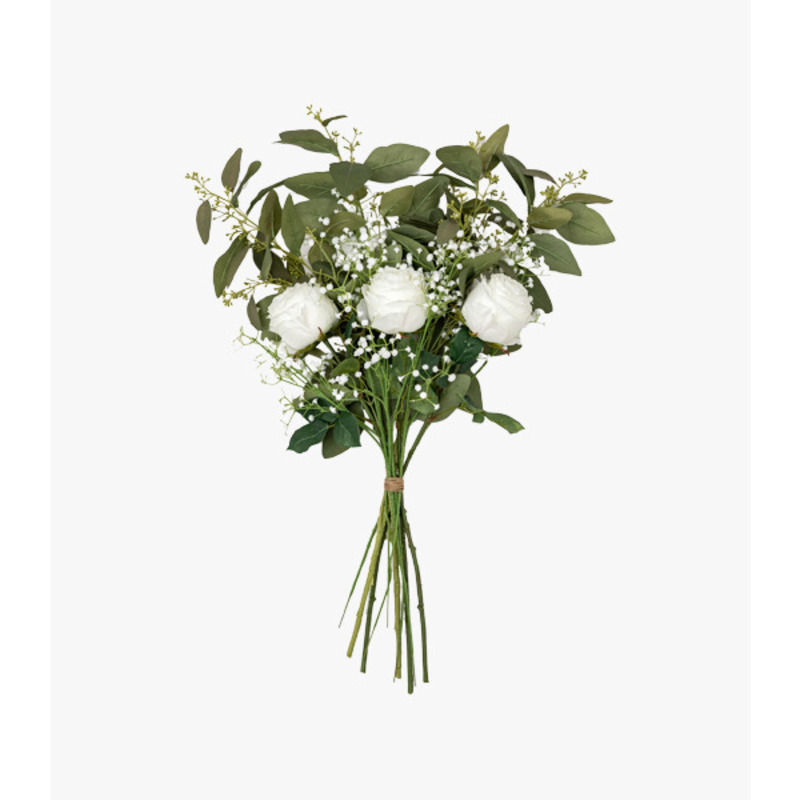 White Artificial Flower Arrangement in Vase Dining Table Centerpiece Fake Flower  Decor