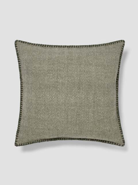 Fern Green Herringbone Wool Square Cushion Cover - 50x50cm - Piglet in Bed
