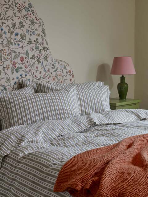 Thyme Somerley Stripe Linen Blend Duvet Cover - Double - Piglet in Bed