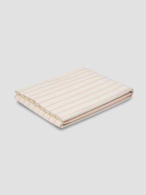 Blush Pink Slumber Stripe Cotton Flat Sheet - King - Piglet in Bed