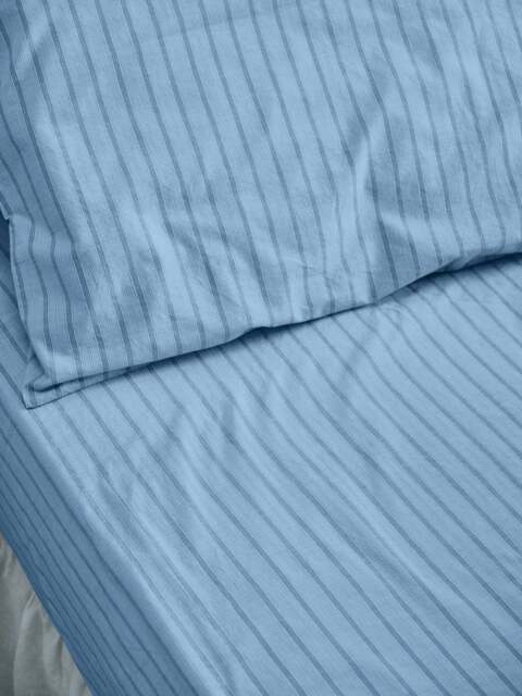 Pale Blue Favourite Shirt Stripe Cotton Fitted Sheet - Single - Piglet in Bed