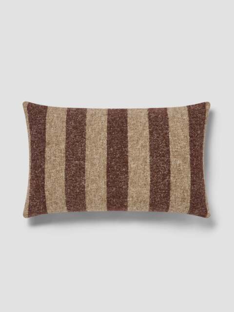 Mocha & Oatmeal Wide Stripe Wool Rectangle Cushion Cover - 40x60cm - Piglet in Bed