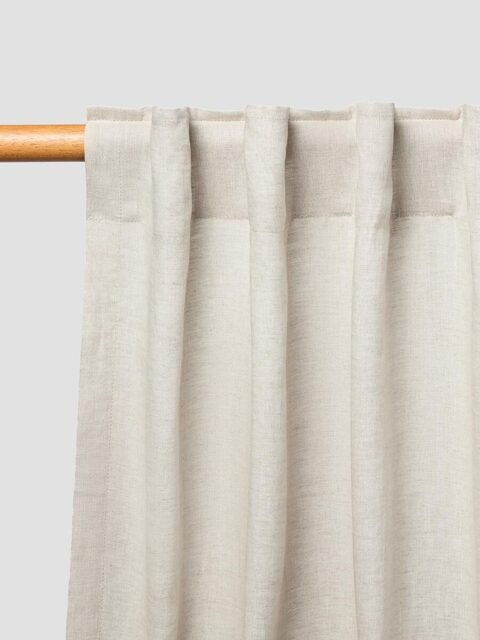 Oatmeal Linen Blend Curtain (Pair) - Short - Piglet in Bed