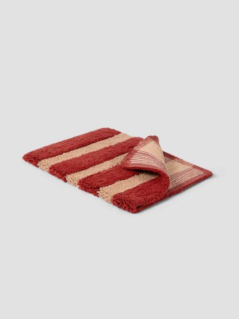 Sandstone Red Pembroke Stripe Cotton Bath Mat - 50 x 70cm - Piglet in Bed