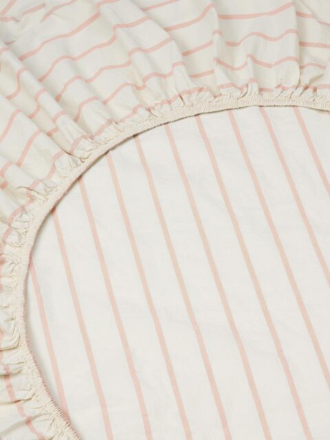 Blush Pink Slumber Stripe Cotton Fitted Sheet - Super King - Piglet in Bed