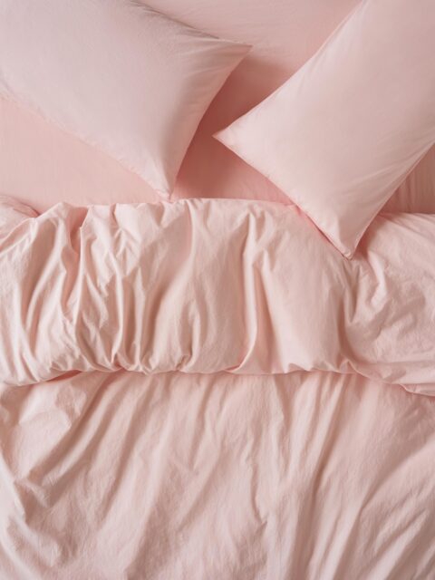 Poetic Pink Washed Cotton Percale Duvet Cover - Single - Piglet in Bed