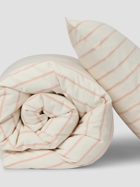 Blush Pink Slumber Stripe Kids Cotton Bedding Set - Cot - Piglet in Bed