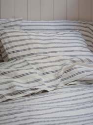 Ivory Kemptown Stripe Linen Blend Pillowcases (Pair) - Standard - Piglet in Bed