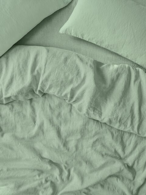 Sage Green Linen Blend Duvet Cover - Single - Piglet in Bed