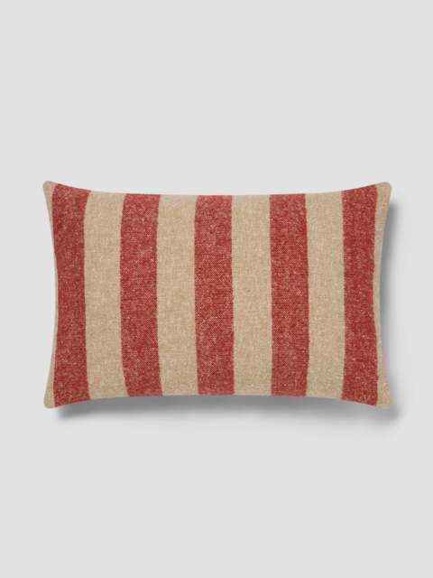 Sandstone Red & Oatmeal Wide Stripe Wool Rectangle Cushion Cover - 40x60cm - Piglet in Bed