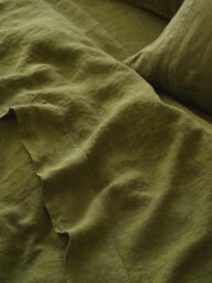 Botanical Green Linen Blend Flat Sheet - Super King - Piglet in Bed