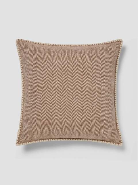Mocha Herringbone Wool Square Cushion Cover - 50x50cm - Piglet in Bed