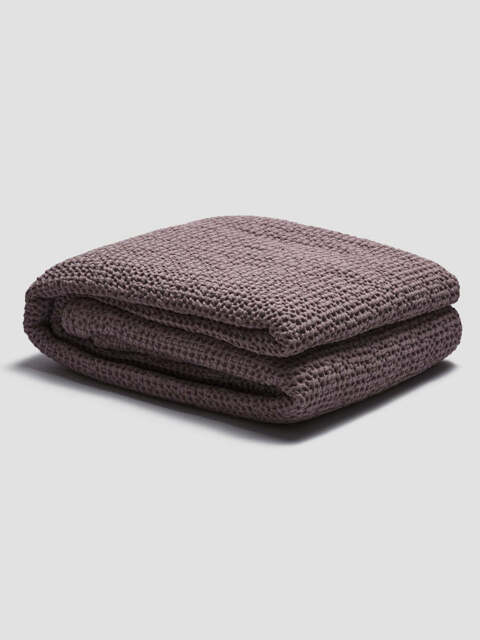 Elderberry Waffle Cotton Throw - 150x200cm - Piglet in Bed