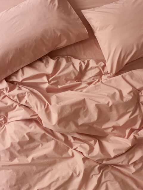 Blush Pink Washed Cotton Percale Duvet Cover - Single - Piglet in Bed