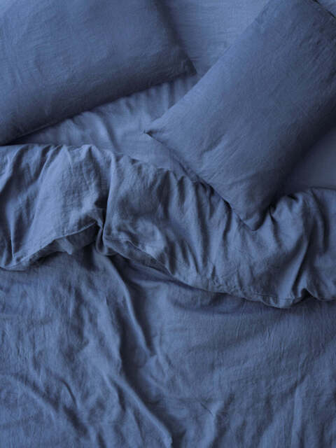 Blueberry Linen Blend Duvet Cover - Single - Piglet in Bed