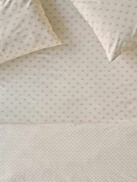 Mellow Green Martha Floral Cotton Fitted Sheet - Super King - Piglet in Bed