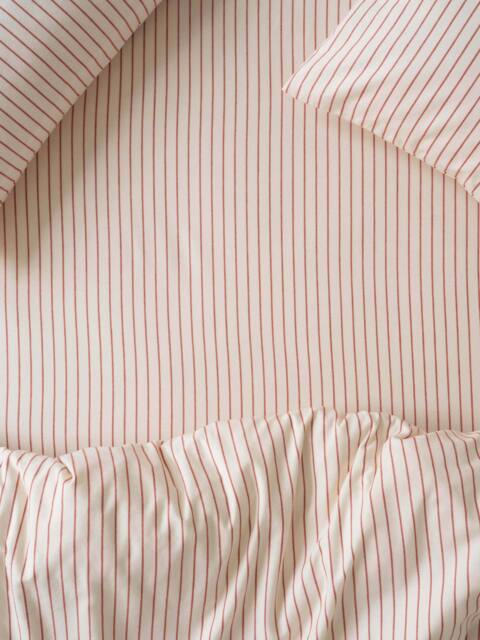 Red Clayton Stripe Brushed Cotton Fitted Sheet - Single - Piglet in Bed