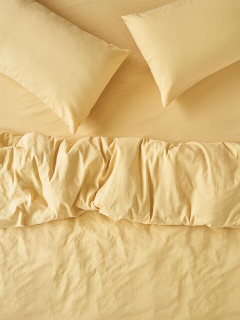 Butter Yellow Linen Blend Duvet Cover - Single - Piglet in Bed