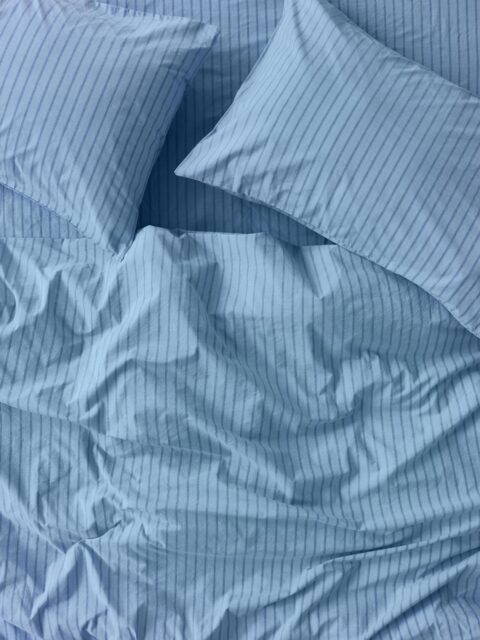 Pale Blue Favourite Shirt Stripe Cotton Duvet Cover - Single - Piglet in Bed