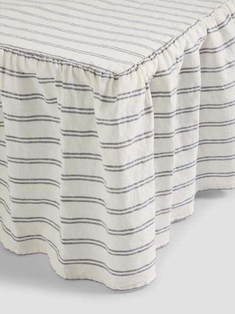 Ivory Kemptown Stripe Linen Blend Valance - King - Piglet in Bed