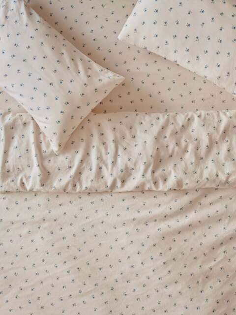 Dusk Blue Posy Bud Linen Blend Duvet Cover - Single - Piglet in Bed