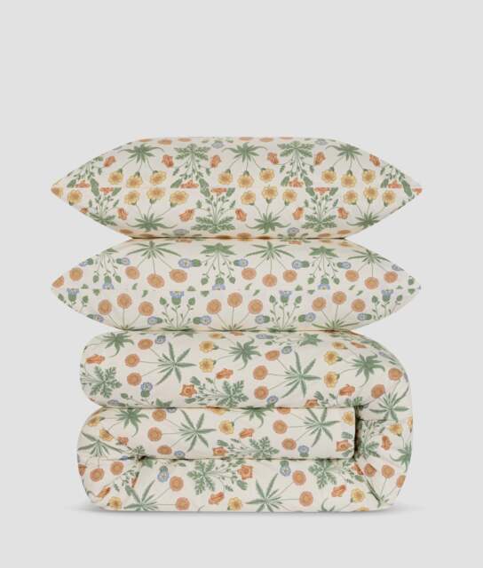 Sage & Mindful Cream Daisy Cotton Duvet Set - Standard x Single - Piglet in Bed