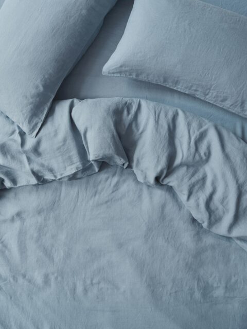 Dusk Blue Linen Blend Duvet Cover - Single - Piglet in Bed