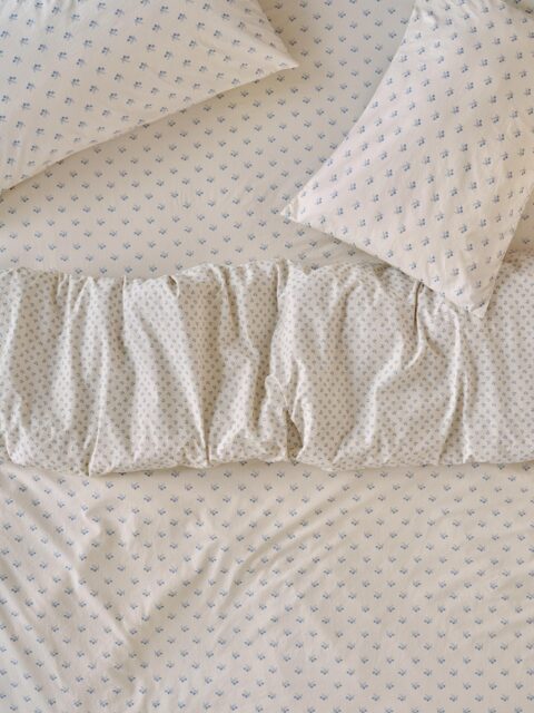 Cove Blue Martha Floral Cotton Duvet Cover - Single - Piglet in Bed