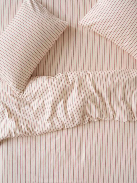 Red Clayton Stripe Brushed Cotton Duvet Cover - Single - Piglet in Bed