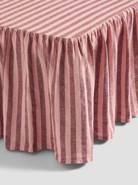 Rhubarb & Rose Pembroke Stripe Linen Blend Valance - Single - Piglet in Bed